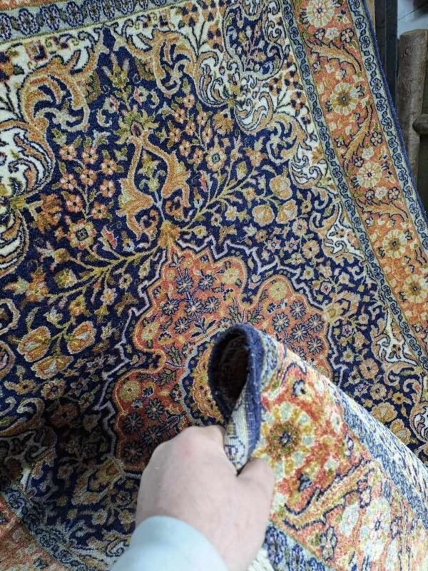 vintage handmade Kashmiri silk carpet 125x185cm - Image 4