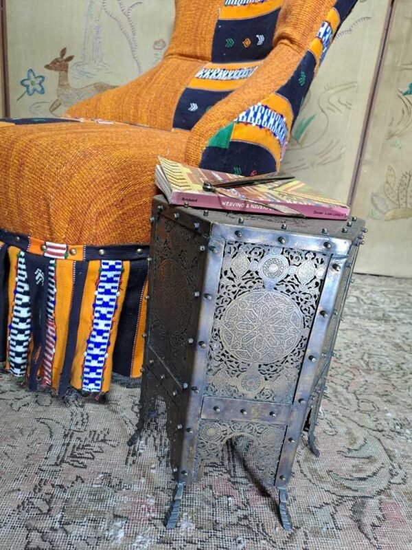 Stunning antique brass Cairo ware side table with Arabic design fretwork
