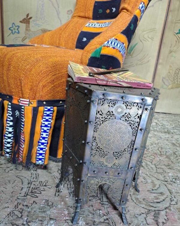Stunning antique brass Cairo ware side table with Arabic design fretwork
