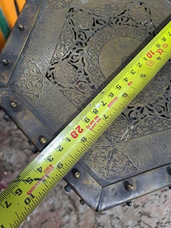 Stunning antique brass Cairo ware side table with Arabic design fretwork - Image 6