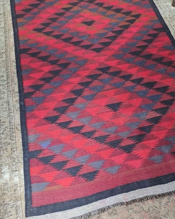 Vintage handmade Afghan belouch kilim. Good quality Tribal piece. 139x370cm