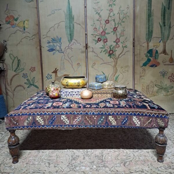 Bespoke kilim upholstered footstool ottoman 150x90cm - Image 6