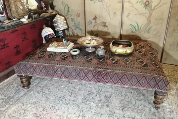 Bespoke kilim upholstered footstool ottoman 150x90cm - Image 8