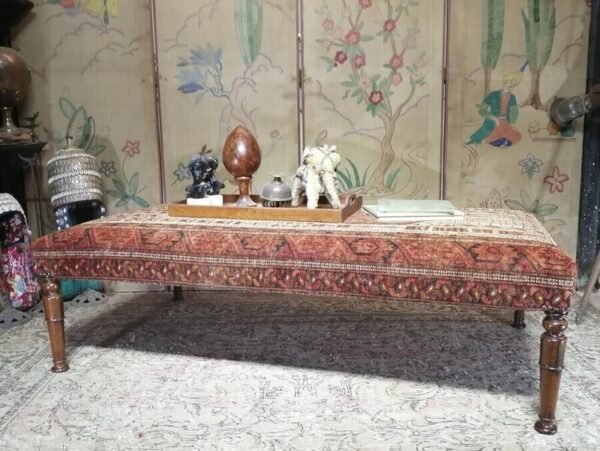 Bespoke kilim upholstered footstool ottoman 150x90cm - Image 9