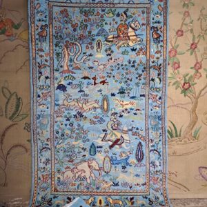 Stunning handmade pictorial rug in the traditional hunting scene design 94x161cm