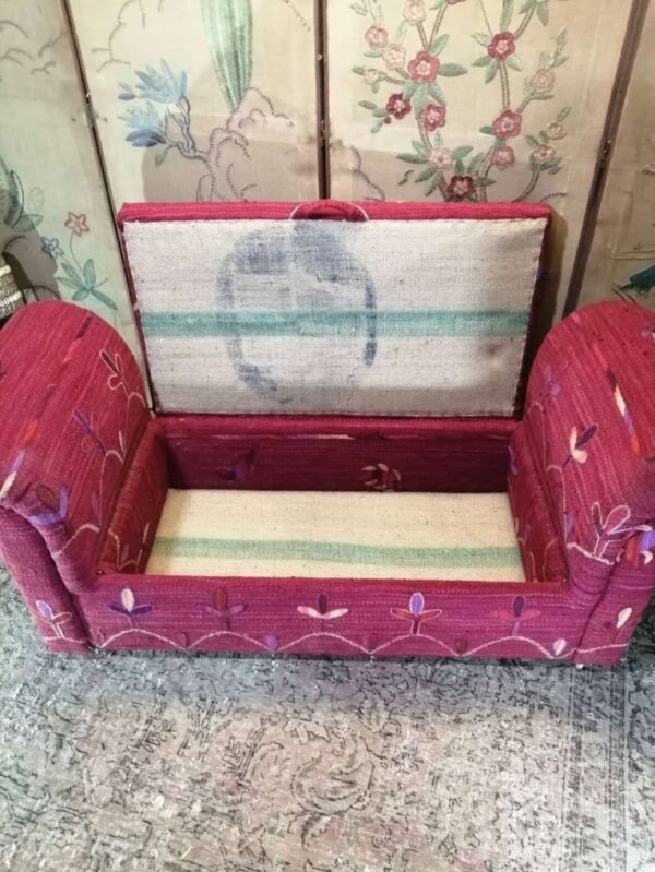 Antique country house ottoman window seat upholstered in Uzbek suzani - Image 3