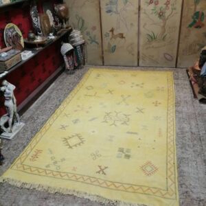Vintage handmade Moroccan Berber kilim made using cactus silk faded and weathered 230x130cm